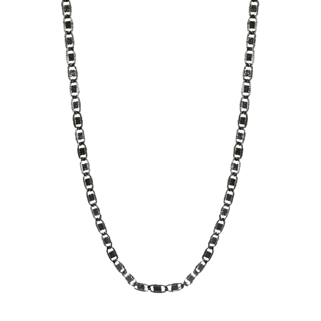 Collier chaîne maille rhodiée noire