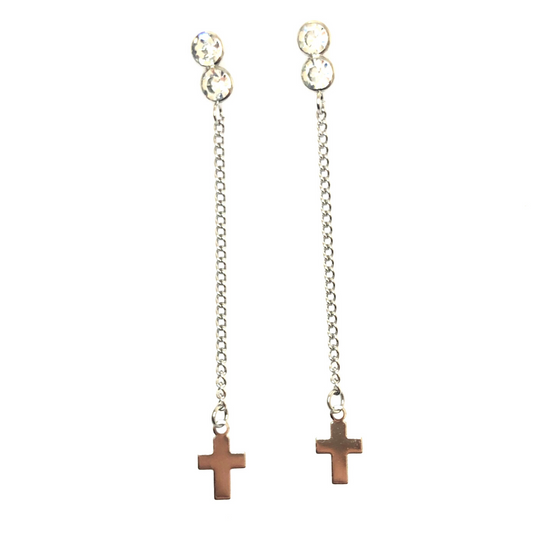 Brilliant Long Earring and Cross - Stainless Steel.