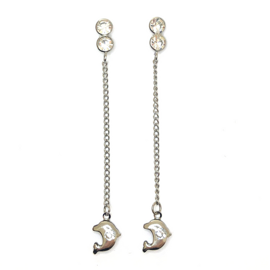 Brilliant Long Earring and Dolphin - Stainless Steel.