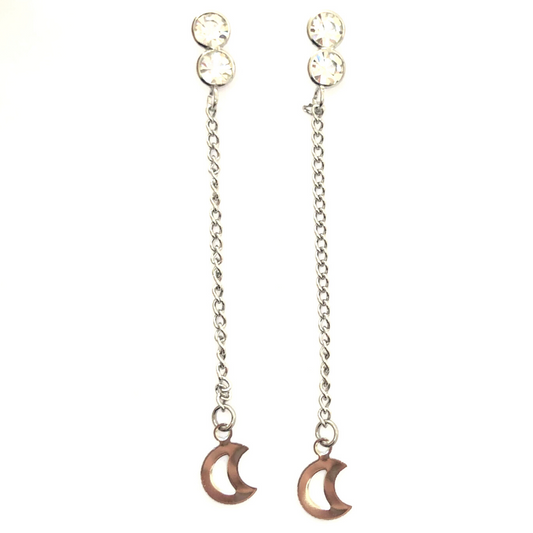 Brilliant Long Earring and Moon - Stainless Steel.