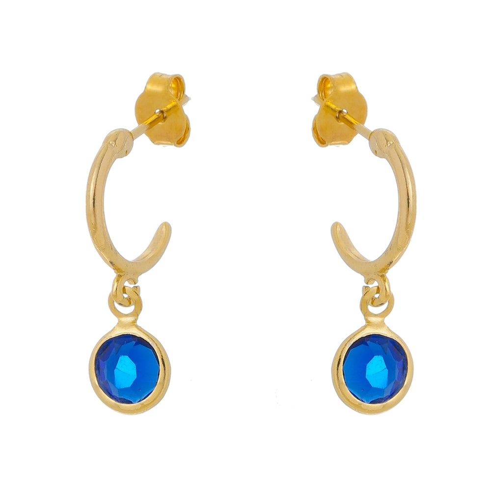 Earring with blue crystal pendant